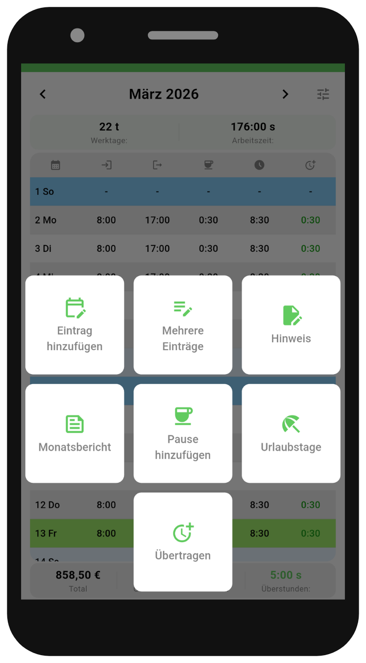 Working Timer mobile app preview