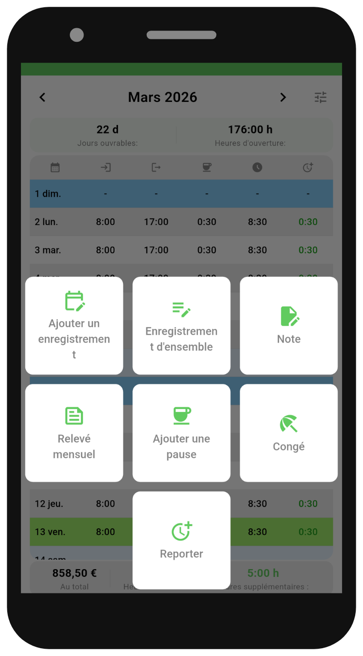 Working Timer mobile app preview