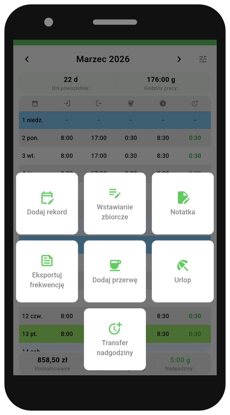 Working Timer mobile app preview